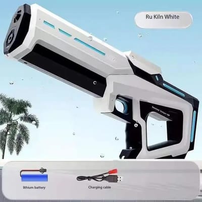 Jouet de piscine 43-56cm Pistolet à eau manuel et automatique intégré Pistolet à eau électrique Pistolet à eau à absorption automatique avec éclairage Pistolet jouet gray