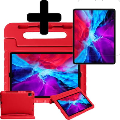 Hoesje - Geschikt voor Apple iPad Pro (2020) - 11 inch - Met Screenprotector - Kinderhoes - Shockproof Bumper - Kidsproof Case - Tablethoes - Kinder Hoes Cover - Rood