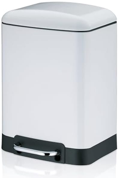 Prullenbak 6L met Pedaal en Silent-Close Systeem, Roestvrij Staal, Wit