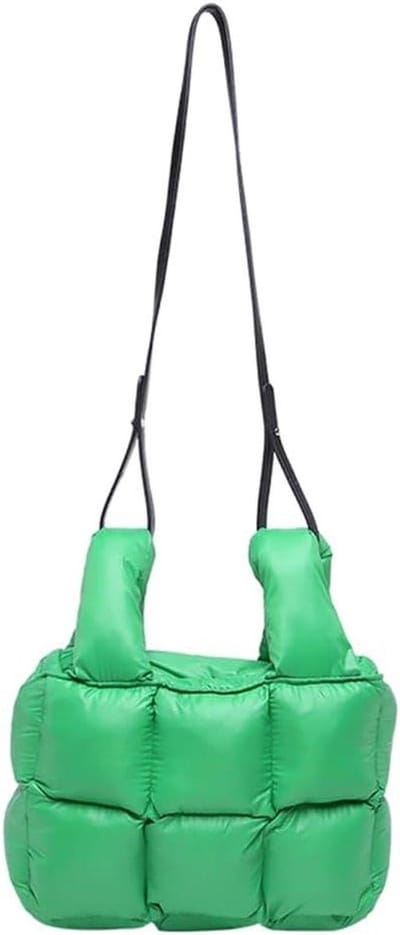 Dames Puffer Tas - Schoudertas Portemonnee - Dagelijks Gebruik - Gewatteerd Katoen - 29 x 19 x 11.5 cm - Zwart