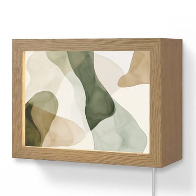 Wandlamp 20x15 cm - Oplaadbaar - Japandi - Abstract - Groen - Wandlampen binnen woonkamer - Slaapkamer lamp met kabel - Decoratieve nachtlamp - Vloerlamp snoer