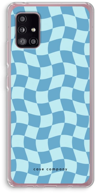 Case Company® - Hoesje geschikt voor Samsung Galaxy A51 5G hoesje - Grid Blauw - Soft Cover Telefoonhoesje - Bescherming aan alle Kanten en Schermrand