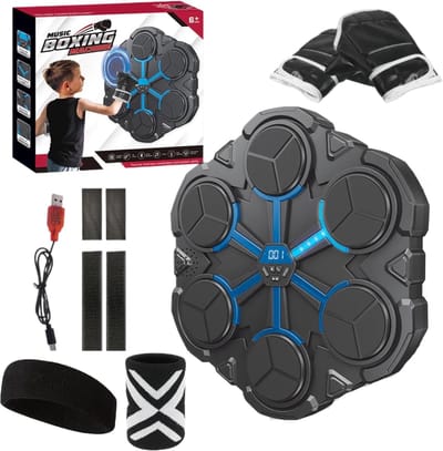 Boksmuziekmachine - Fitness spel - Thuis workout - Ritme gesynchroniseerde verlichting - 34 x 31.5 cm - Zwart