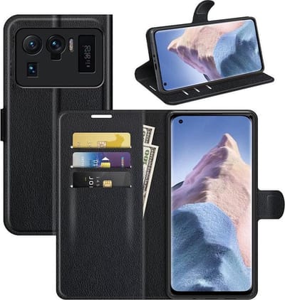 MobyDefend Hoesje - Geschikt voor Xiaomi Mi 11 Ultra - Kunstleren Wallet Book Case (Sluiting Voorkant) - Zwart