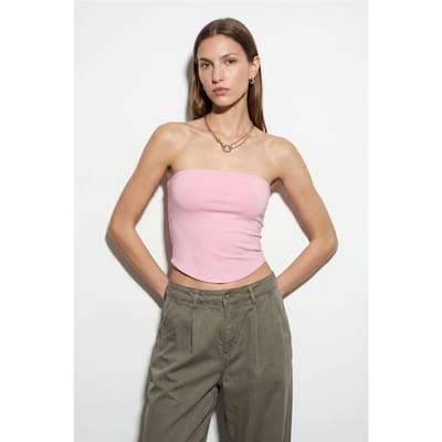 Dames Strapless Cropped Bandeau Top