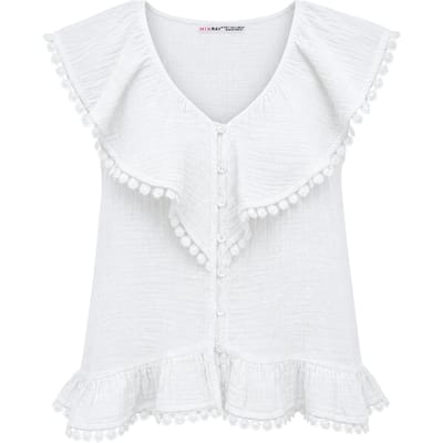 Katoenen V-hals Mouwloze Blouse