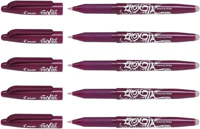 Uitwisbare Rollerbalpennen Set (5 stuks) - Bordeauxrood - Middelgrote Punt