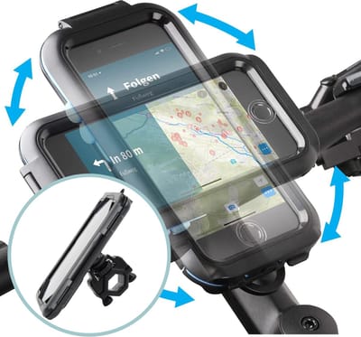Phreeze B5 - Telefoonhouder Fiets - GSM Houder Fiets - Stuur - Waterdicht - Draaibaar - Schokbestendig - Universeel - Voor Fiets / Motor / Scooter - Zwart