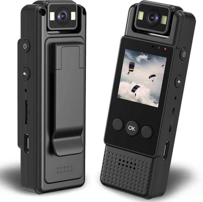 Deze draagbare mini-bewakingscamera met hoge resolutie (1080p) beschikt over een 180° draaibare lens, een batterijduur van 6 uur en bewegingsdetectie, waardoor hij geschikt is voor sporten, fietsen, reizen en andere situaties.