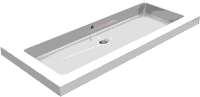 Wiesbaden Kera wastafel enkel zonder kraangat 100x46x5 cm keramiek glans wit