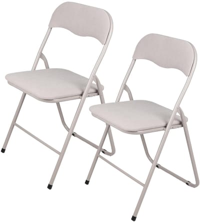 Urban Living Klapstoel - 2x - met stoffen zitting - beige - 44 x 45 x 80 cm - metaal - Bijzet stoelen - Inklapbaar