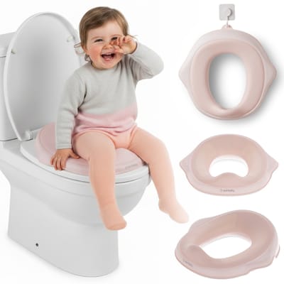 Sun Baby – Kinder toiletverkleiner, antislip wc-bril verkleiner voor kinderen 2-6 jaar, ergonomisch, met ophanghaak - Wit-Roze
