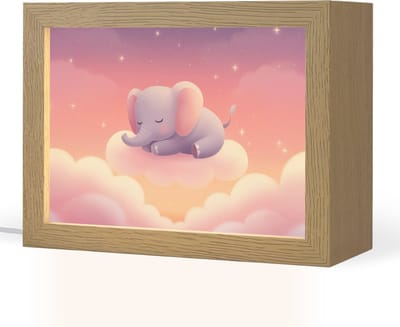 Nachtlampje 20x15 cm - Kinder lampje - Dier - Roze - Wolken - Tafellamp kinderkamer - Slaapkamer lamp - Bedlamp kinderen - Kinderlampje stopcontact - Wandlamp babykamer - Nachtlampjes