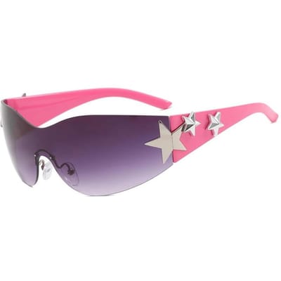 Pour - Femmes Filles Tendance Visière Solaire Intégrée Lunettes de Soleil Étoile à Cinq Branches Lunettes de Soleil Sans Monture Correction Visuelle Professionnelle