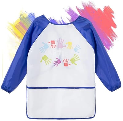 Dailygoods- Schilderschort Waterdicht - Schilderschort Kinderen - Knutselschort - Schildersjas - 2-8 Jaar - Met Mouwen - 3 Zakken