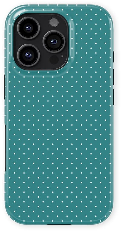 Micro Dots Tough Hoesje geschikt voor iPhone 16 Pro | Geschikt Voor Mag | Stippen Motief Backcover geschikt voor iPhone 16 Pro Deep Teal