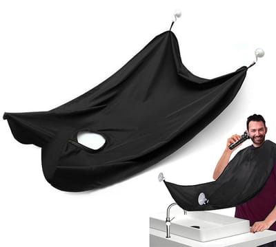 Baardtrimdoek - Doek voor het opvangen van scheerresten - Scheercape - Baardslab voor mannen - Slab - 110*75 cm - Met zuignap - Gemakkelijk schoon te maken - Geschikt voor het scheren van mannen - Zwart
