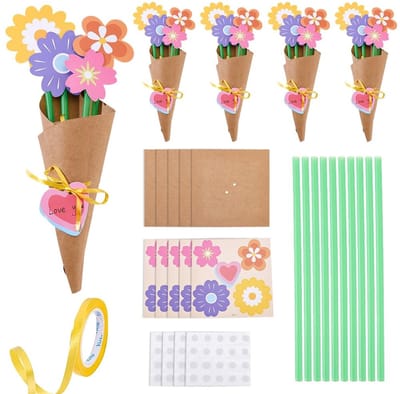 Dailygoods - 24 Set Bloemen Boeket Craft Kit - Maak Je Eigen Vaas Kunst Voor Feestelijke Decoratie