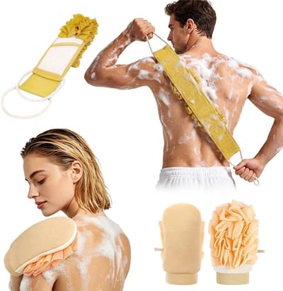 Set van 2 Exfoliërende Handschoenen voor Lichaamsscrub, Dubbelzijdige Massage en Dode Huidcelverwijdering, Ideaal voor Huidreiniging en Spa Ervaring