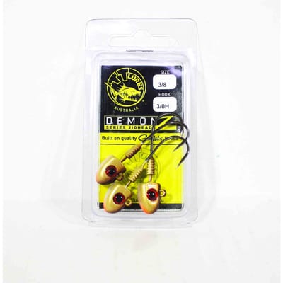 Tackle Tactics TT Demonz Jig Head 3/8oz 3/0H 3/pack Golden Boy (7600) yellow