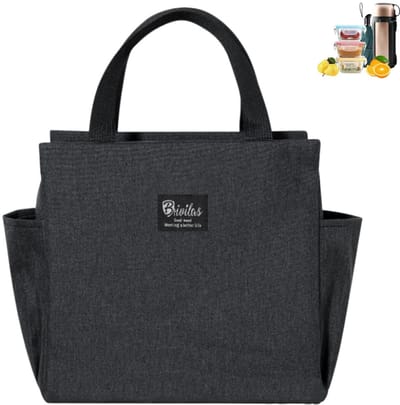 Lunchtas - picknicktas - geïsoleerde lunchtas - keukenaccessoire - geschikt voor werk- picknicks- kamperen en reizen - zwart - 25*14*25 cm