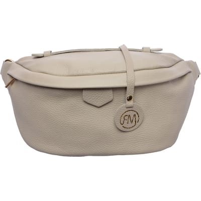 Roberta M Beige Rundleer Tas