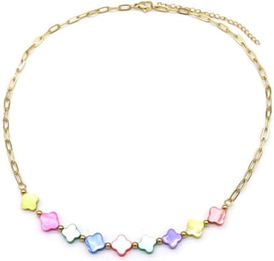 Ketting met Klaver - RVS - Lengte 39-44 cm - Goudkleurig