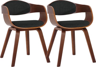 CLP Kingston Set van 2 eetkamerstoelen - Met armleuning - Stof - walnoot/zwart walnoot
