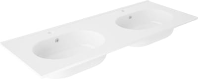 Saniclass Chaci Wastafel - 120x46x14cm - 2 kraangaten - keramiek - wit