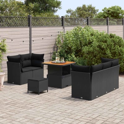 vidaXL - Tuinbank - Set - 8 - st - 5-Aantal - zitplaatsen - Zwart - poly - rattan