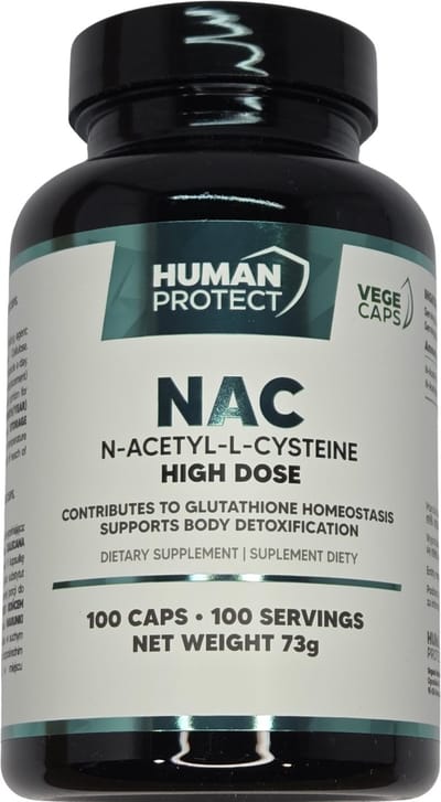 Human Protect - NAC - N-Acetyl-L-Cysteine - 100 caps - 100 doseringen - Detox - Lever reiniging - Ontgiften