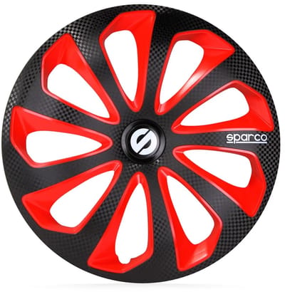4-Delige Sparco Wieldoppenset Sicilia 14-inch zwart/rood/carbon