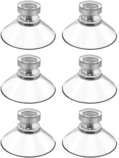 Dailygoods- Zuignappen 32 mm - 6 Stuks - Gekartelde Moerhouder - Boorvrije Installatie - Geschikt voor Gladde Oppervlakken - Transparante Constructie - Zuignap
