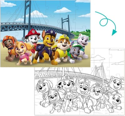 Paw Patrol Puzzel 3+ - 30 stukjes - Puzzel en Kleurplaat 2in1 - Paw Patrol Speelgoed met Chase - Marshall - Skye -Rubble - Paw Patrol Puzzel 3 jaar