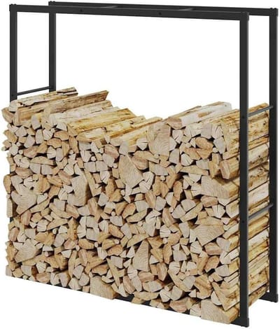 Houtrek Staal - Houtopslag Standaard - Brandhout Opslaan - Robuuste Constructie - 110x30x116 cm - Zwart