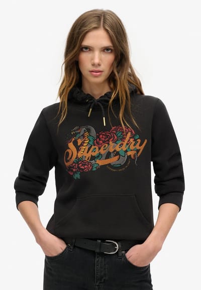 Superdry - Tattoo hoodie met tekst en grafische print - Dames - Hoodies