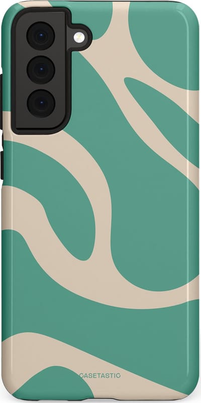 Casetastic hoesje geschikt voor Samsung Galaxy S21 FE 5G - Dubbellaagse bescherming - Zand Groene Vlaktes - Fashion Case - Saliegroen Zand
