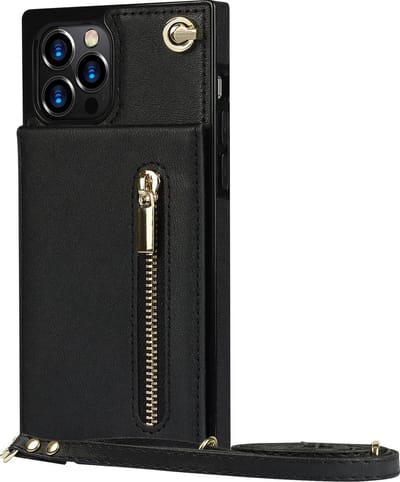 Hoesje geschikt voor iPhone SE 2022 - Backcover - Pasjeshouder - Portemonnee - Koord - Kunstleer - Zwart