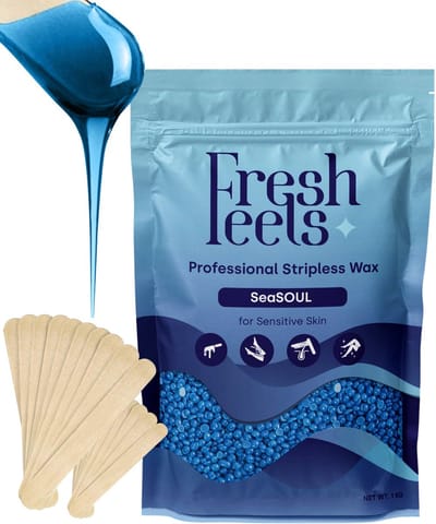 freshfeels® Wax Beans Sensitive - incl. 20x Wax Spatels - 1 KG - Wax Bonen - Wax Parels - Hard Wax - Ontharing - Aqua Blauw