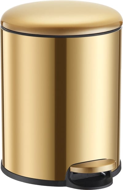 HÜSQ Slimbin Luxe Prullenbak van 5 liter - gouden Pedaalemmer voor Toilet, Badkamer, Keuken of Kantoor - Vuilnisbak in Goud Kleur