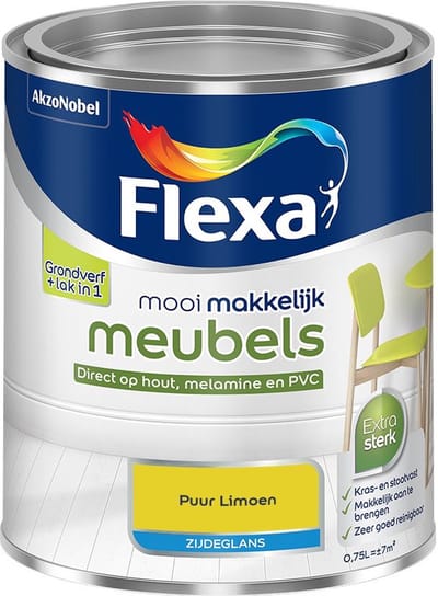 Flexa - Mooi Makkelijk Meubels Zijdeglans - Puur Limoen - Mengverf - 750 Ml