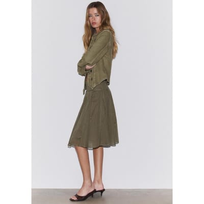 Stradivarius Halflange rok met plooien  Kaki XS