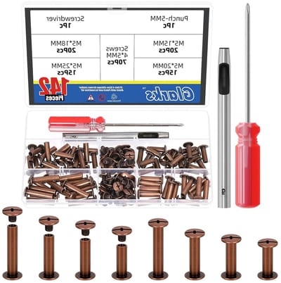 70 Sets M5 Chicago Screws Kit met 15/18/20/25mm Bouten, Inclusief Punch en Schroevendraaier voor Binding en Bevestiging