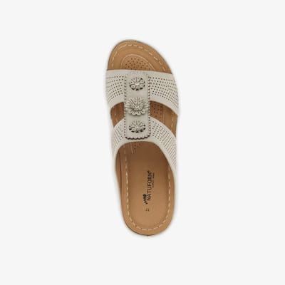 Natuform dames slippers met sleehak beige - Maat 40 - Uitneembare zool