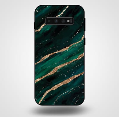 Smartphonica Telefoonhoesje voor Samsung Galaxy S10 Plus met marmer opdruk - TPU backcover case marble design - Groen Goud geschikt voor Samsung Galaxy S10 Plus