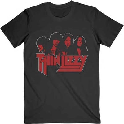 Thin Lizzy - Band Photo Logo Heren T-shirt - S - Zwart