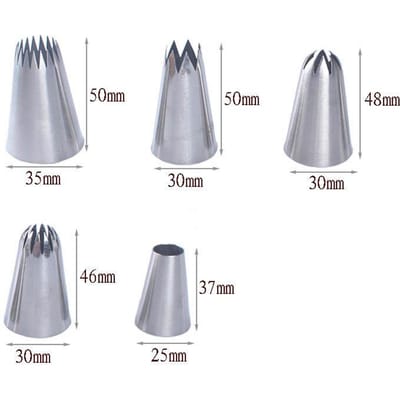 5 Stuks Taartdecoratieset Koekjesbenodigdheden Russische Icing Spuitmond Patisserie Mondstuk Roestvrij Staal Keukengadgets Fondant Decor gray