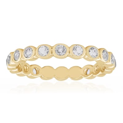 Cavill - Zilveren ring met 20 Witte Topaas 0,8 ct - 925 Sterling Zilver Verguld - Elegante ronde bezel zetting ring - Handgemaakt Nigeria