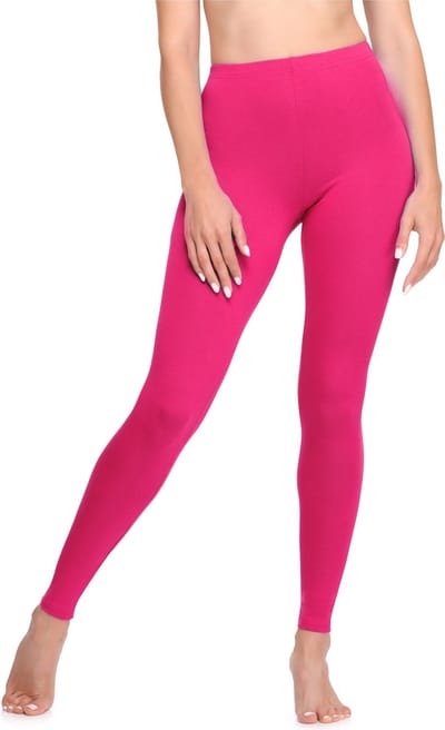Ladeheid LA-LA40-133-LE Dames Leggings - Sport - Vrijetijdsbroek - Lang - Katoen - Sporbroek - Yogabroek - Amarant - L