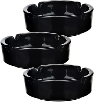 Glasmark Asbak - 3x - glas - D11 cm - zwart - voor binnen en buiten